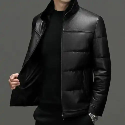 85白鹅绒羽绒服绵羊皮皮衣毛领可脱卸时尚上市冬季都男装2023新款