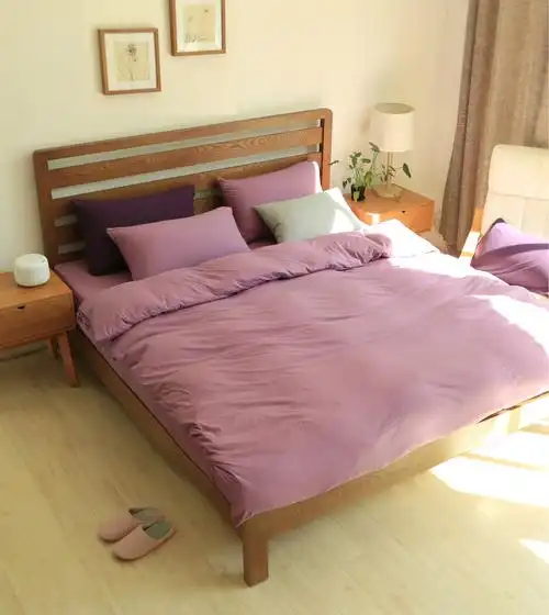 无印良品纯色四件套裸睡床品全棉床上用品针