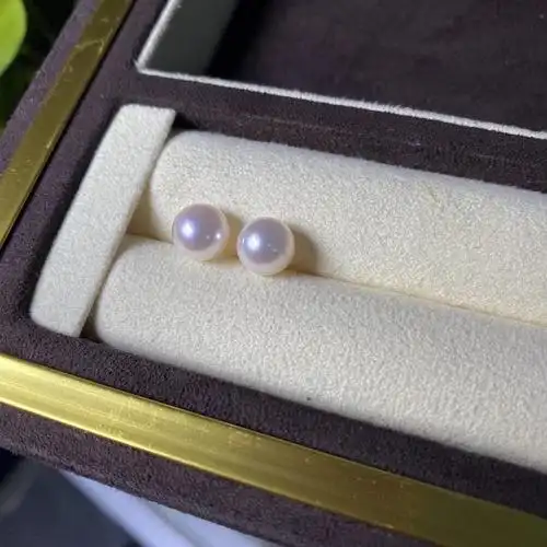 日本akoya 海水珍珠裸珠 亮光正圆无暇 白里透粉 diy项链