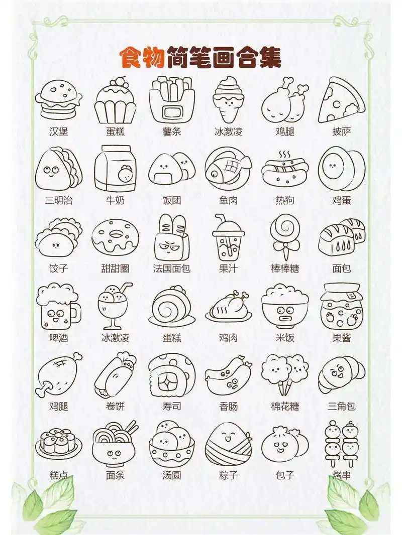 美食主题简笔画 - 抖音