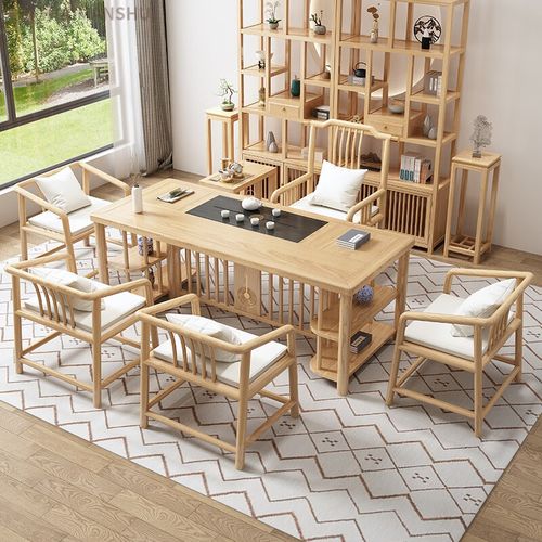 简约新中式实木茶桌椅组合现代简约禅意茶室办公家用阳台多功能泡茶