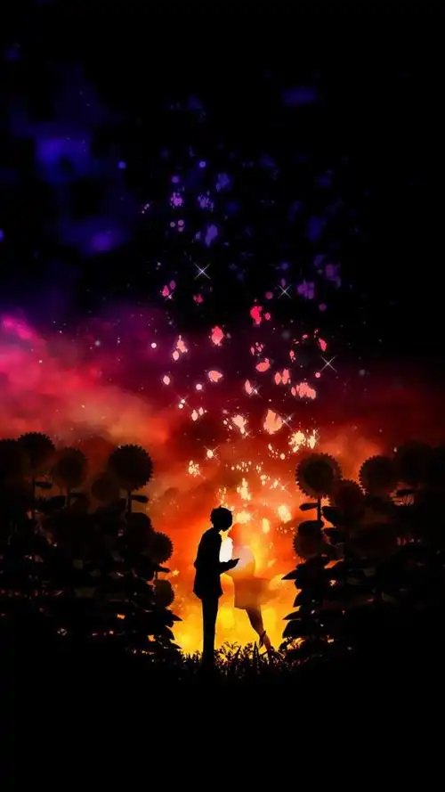 壁纸绚丽星空下的剪影