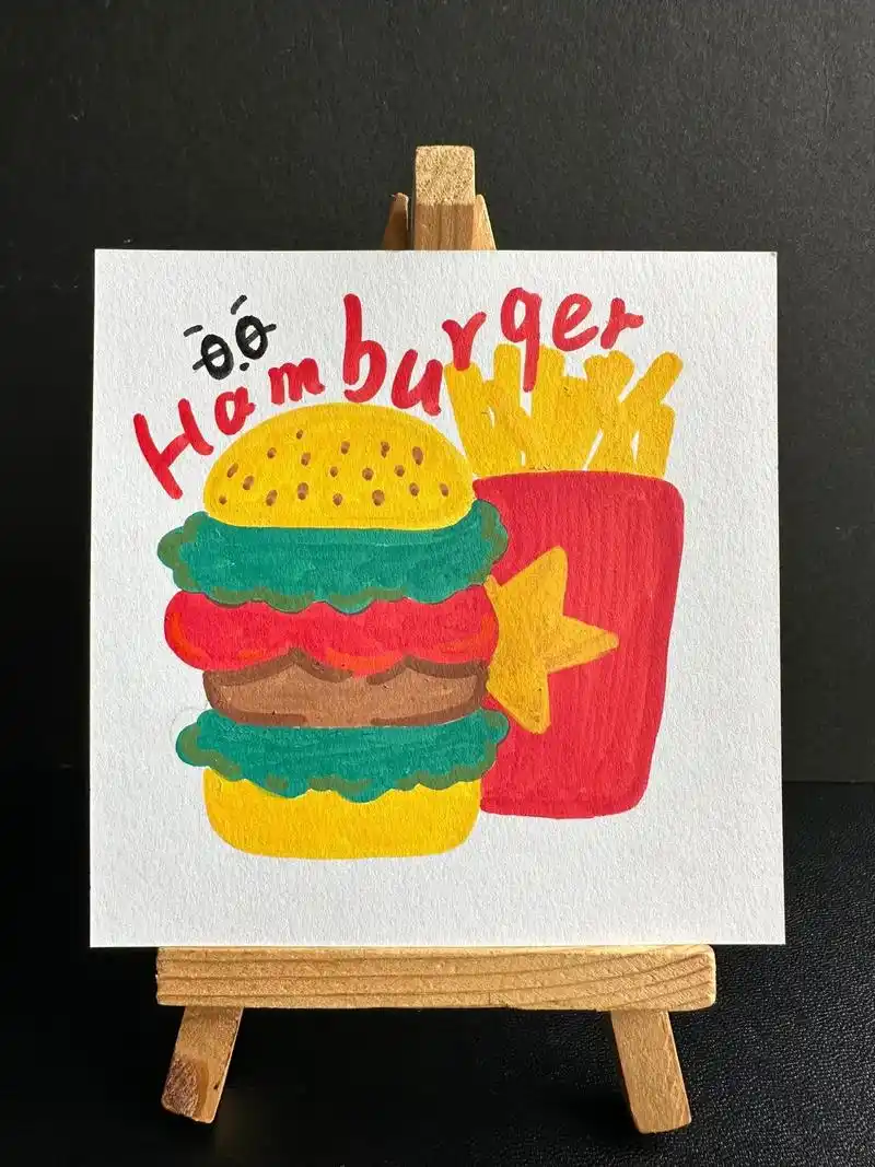 可爱的儿童插画|麦当劳汉堡.#丙烯画 #儿童画 #每日一画  - 抖音
