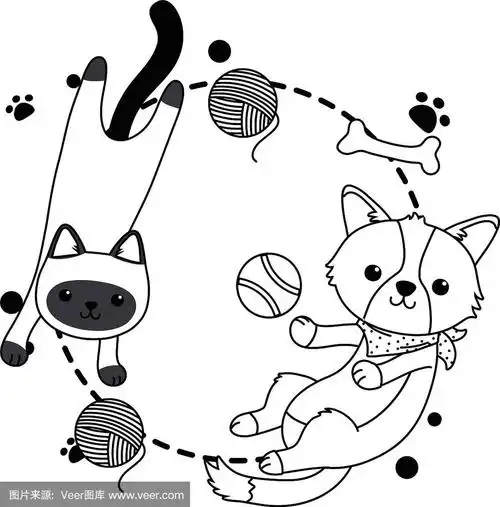 猫和狗的卡通设计
