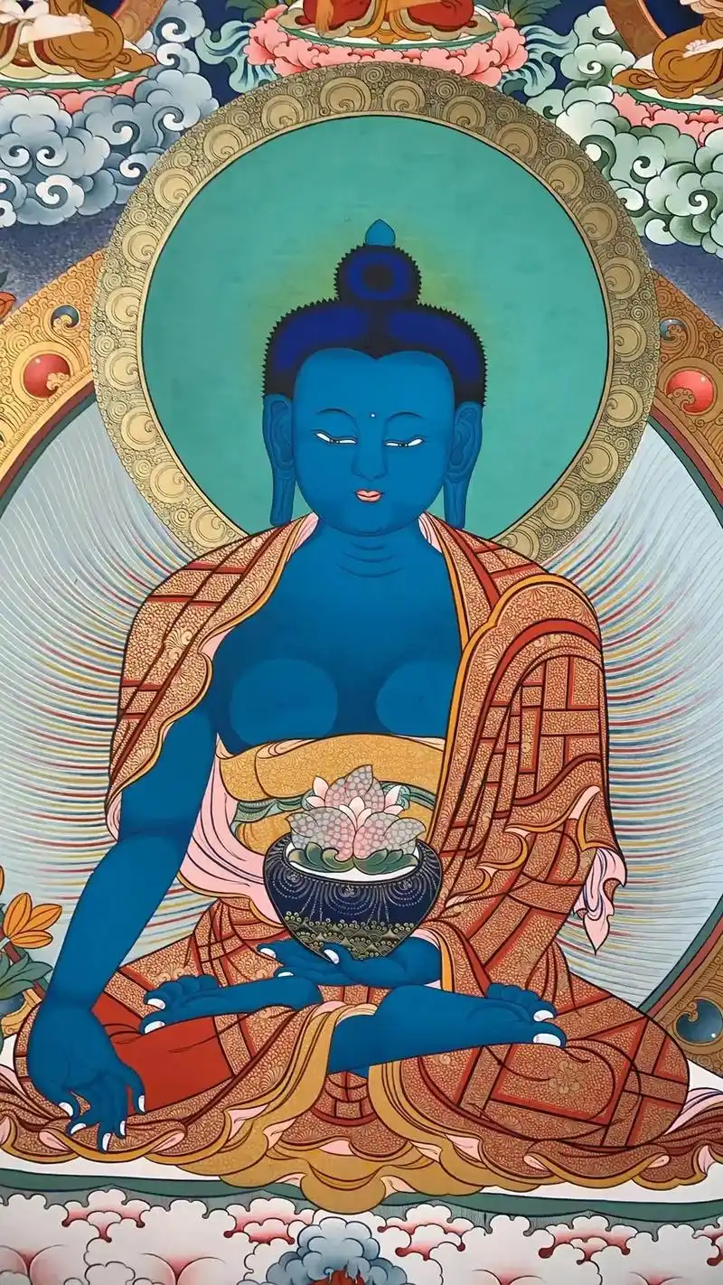 药师佛唐卡寓意:平安吉祥,健康长寿,招财汉传佛教中