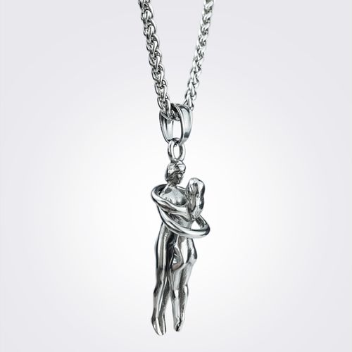 poyo情侣恋人拥抱项链原创小众设计个性男女钛钢吊坠复古嘻哈饰品