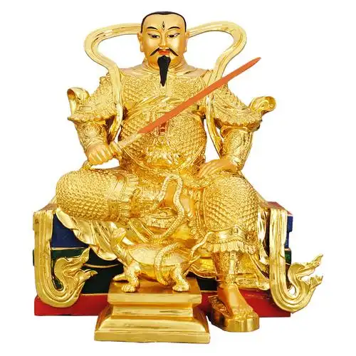 祖师真武大帝神像彩绘师爷纯铜玄天上帝客厅摆件