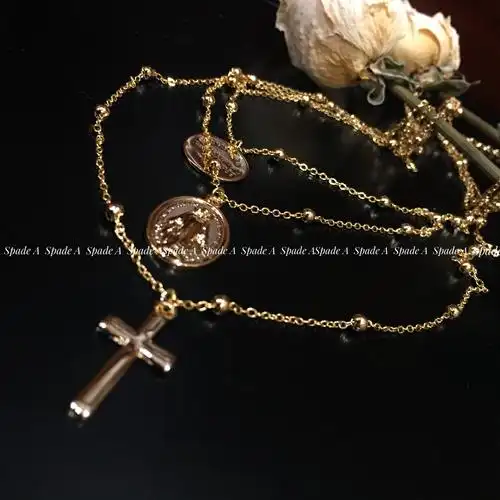 韩国小众chic复古圣母玛利亚十字架多层项链女颈项链