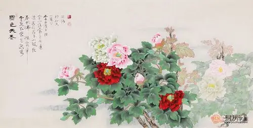 王一容新品四尺横幅国画牡丹图《国色天香》