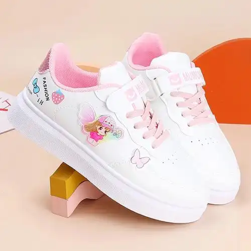 小女孩公主鞋皮面秋季女童鞋新款儿童小白鞋板鞋中大童白色运动鞋