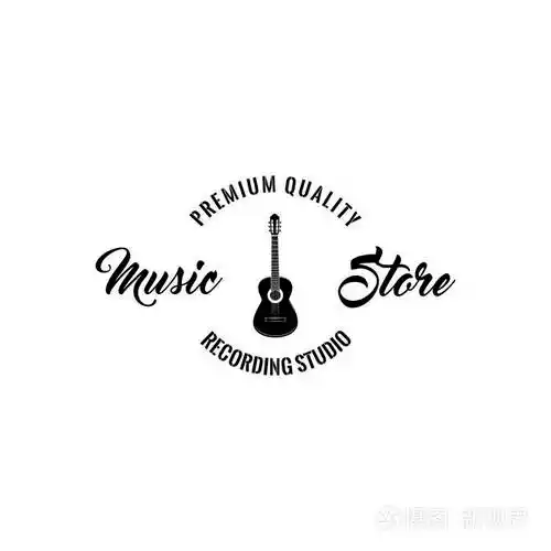 吉他图标音乐专卖店标志徽章乐器优质刻字记录srudio标签向量