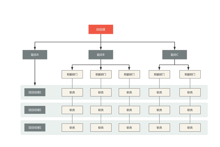 矩阵型组织结构 | processon免费在线作图,在线流程图,在线思维导图 |