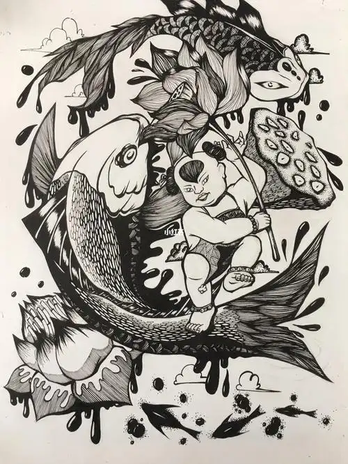 线描装饰画简单 线描装饰画简单 罐子