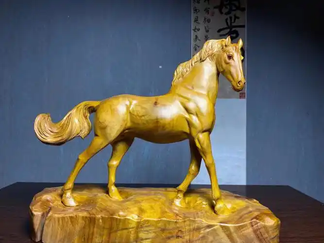 木雕马到成功根雕工艺品摆件