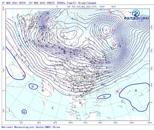 天气实况_天气图_亚欧_500hpa_基本天气分析