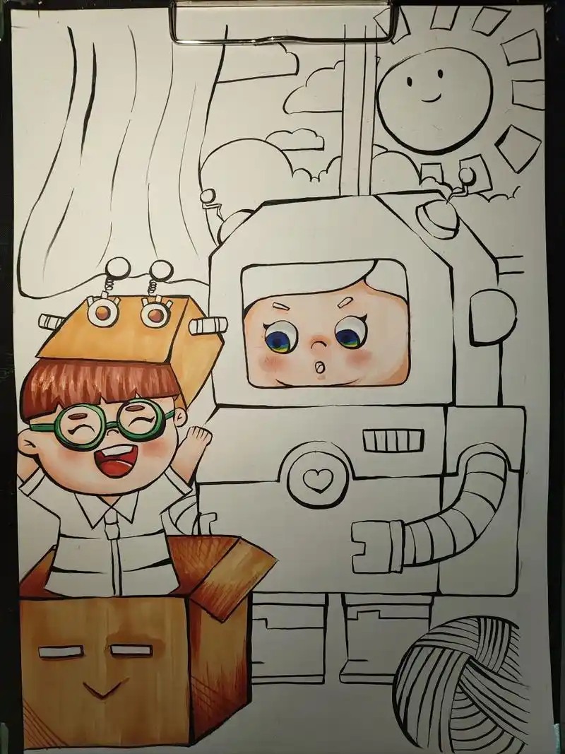 儿童画《科技与生活机器人06》