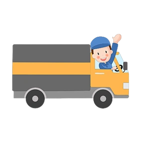 戴帽子快递员送快递手绘卡通素材