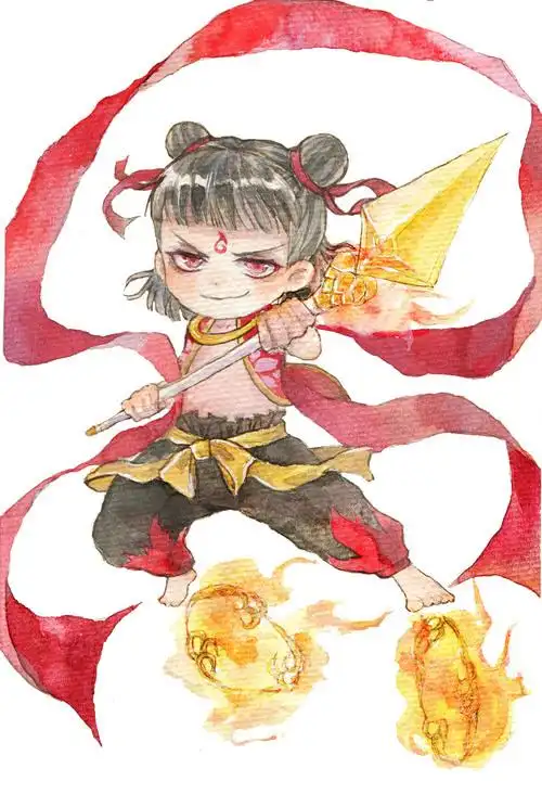 撸了一张电影版脚踩风火轮的哪吒.