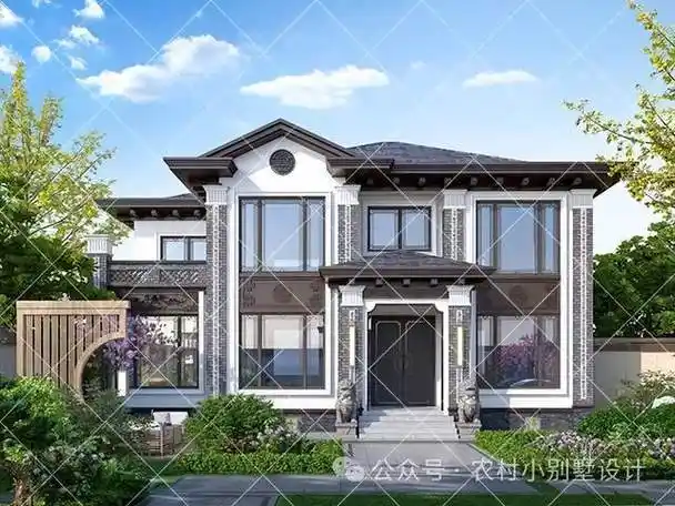 32款新中式二层别墅,大气优雅新中式风别墅设计,颜值