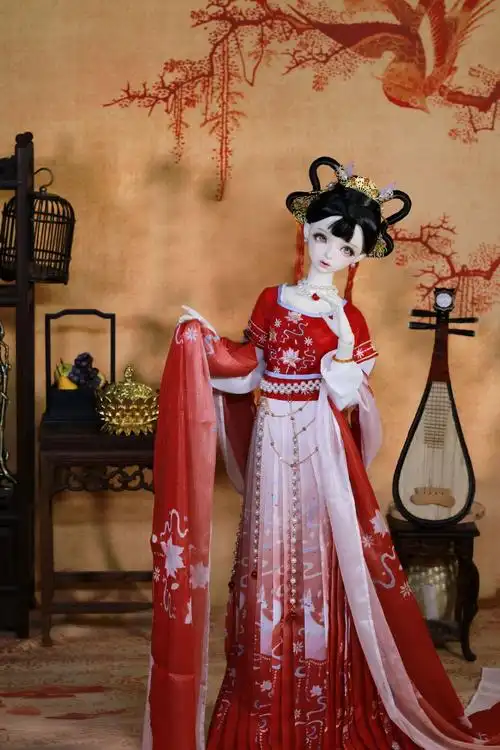 bjd四分三分古风古装娃绣花汉服坦领狐约bjd娃娃