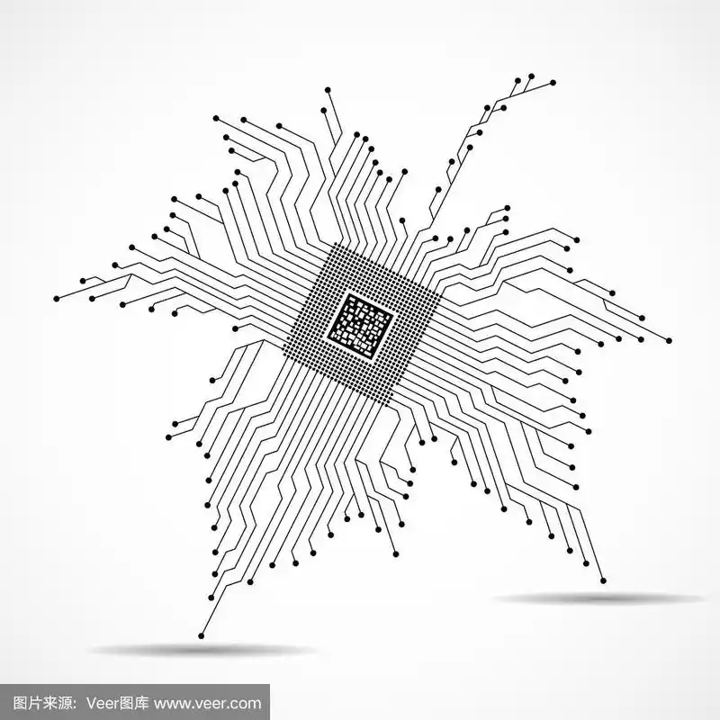 枫叶,电脑芯片,抽象,里面,中央处理器