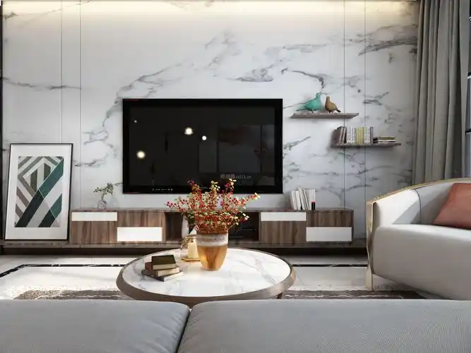 2018现代大理石电视背景墙装修效果图