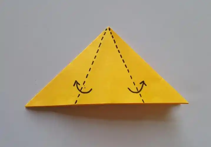 折成双三角形,面层左右角向后对折.