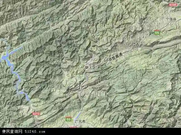 中国四川省广元市朝天区地图(卫星地图)
