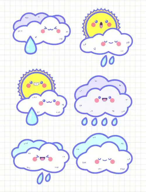 天气卡通画简笔画素材