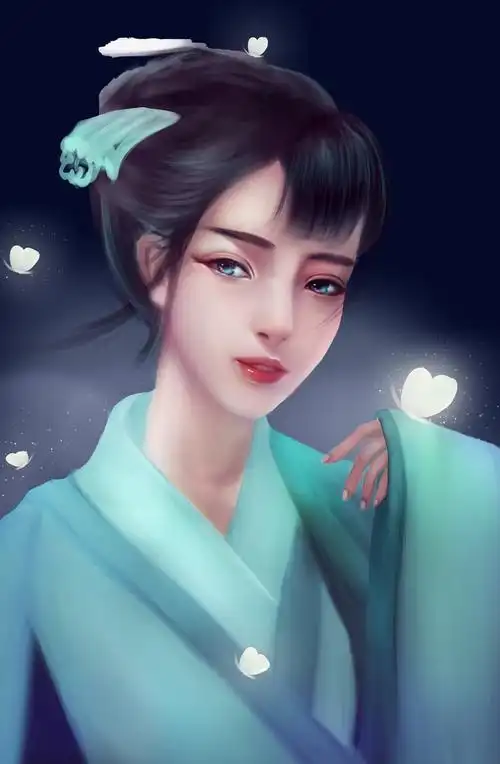 临摹 犹抱琵琶半遮面 古风素萝少女