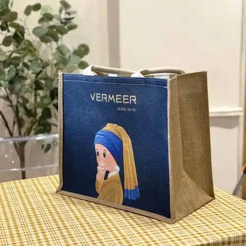 无印良品麻布布袋diy改造大容量购物袋手提袋文件袋黄麻袋女士包袋