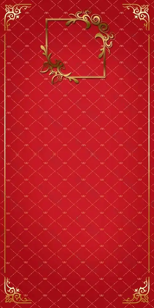 复古 红色婚礼 边角花纹 红色背景素材