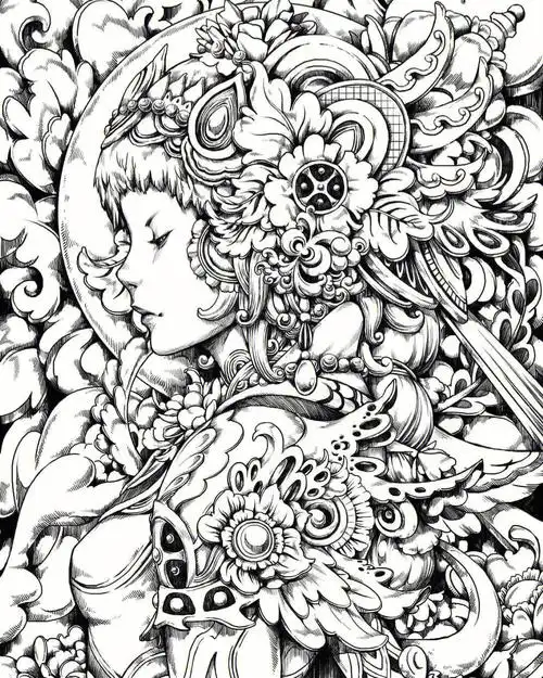 黑白人物插画分享