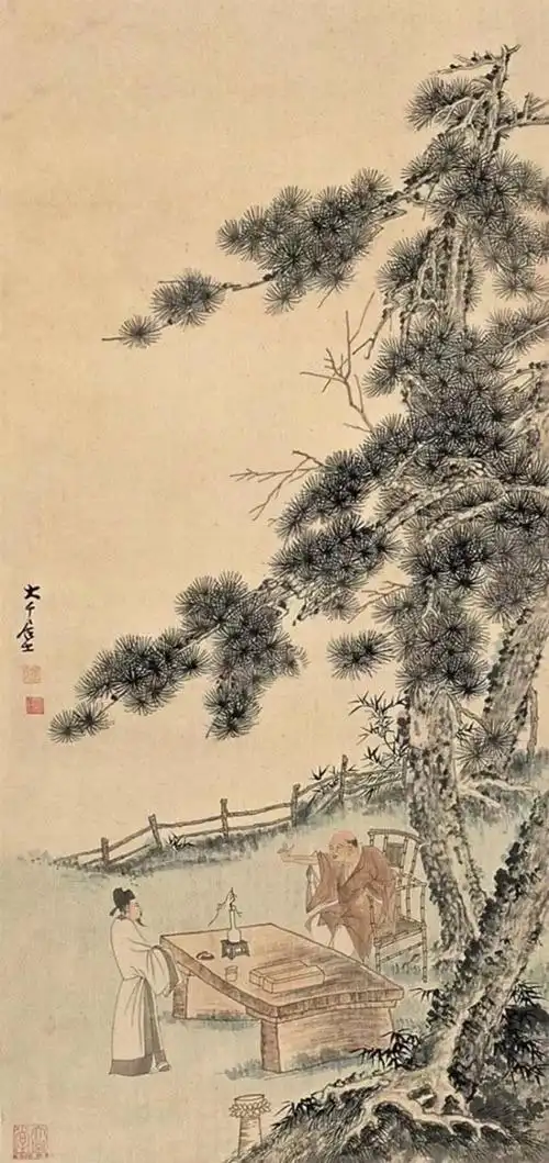 王维说凡画山水,意在笔先.丈山尺树,寸马分人.远人无目,远树无枝.