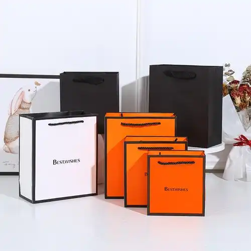 通用印字爱马仕橙色手提礼品袋新款礼物服装包装袋节日送礼