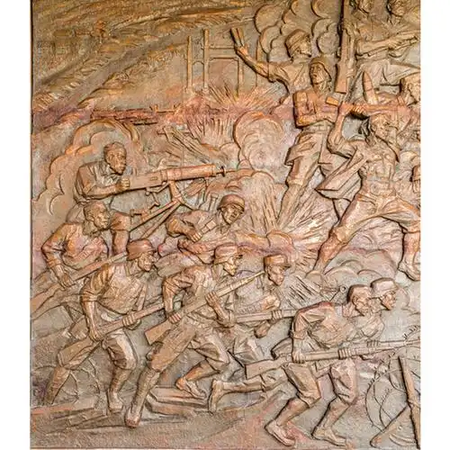 锻铜浮雕壁画红色抗战题材工农红军校园政府文化背景墙厂家定制