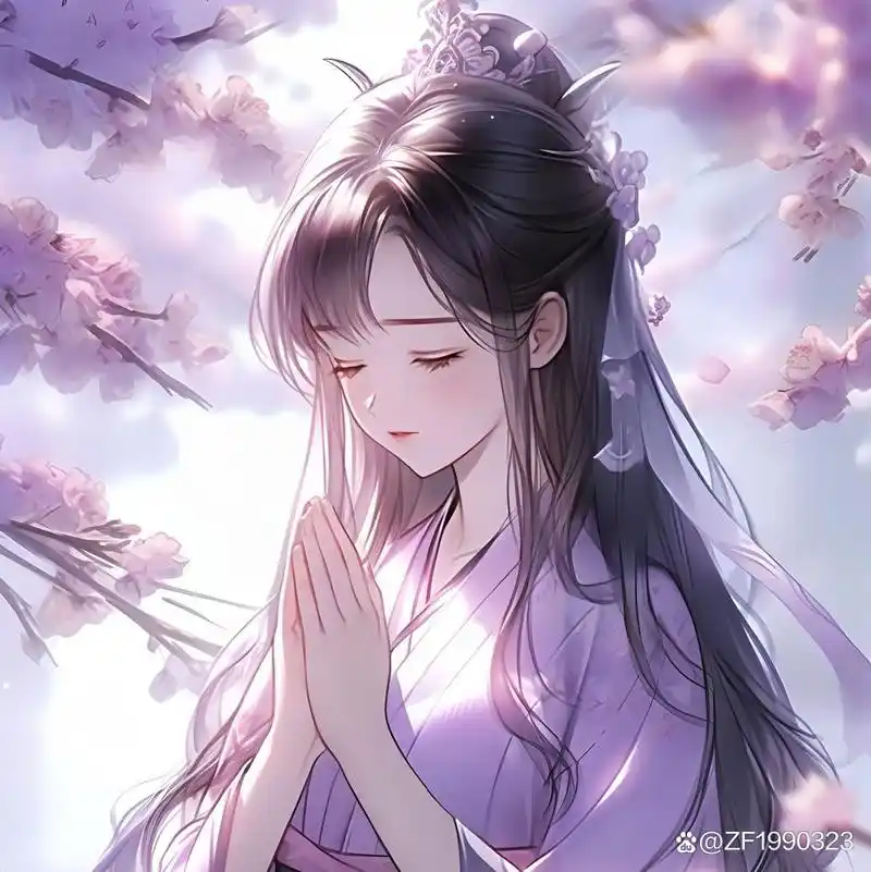 q版古风佛系少女祈福头像