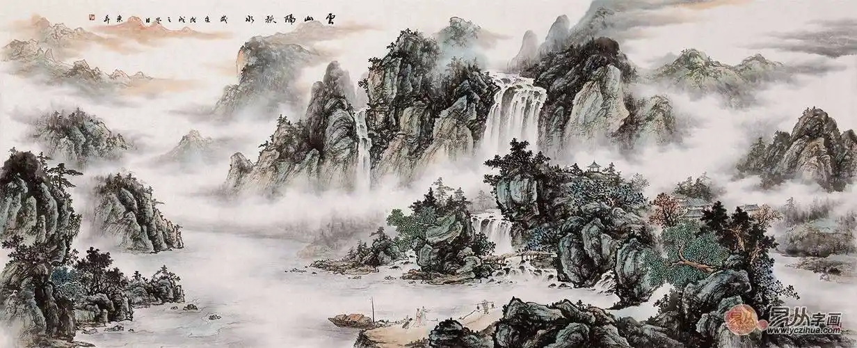客厅壁画精选 国画山水是经典 挂在家中品位十足_作品_易从网_自然