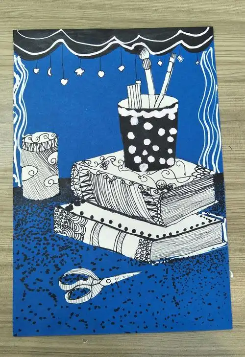 天星美术与您分享  线描写生……文具组合>>