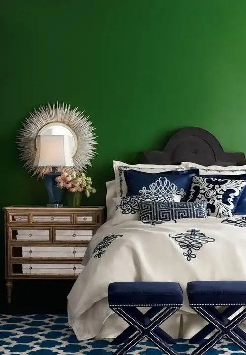 卧室墙漆绿色装修效果图