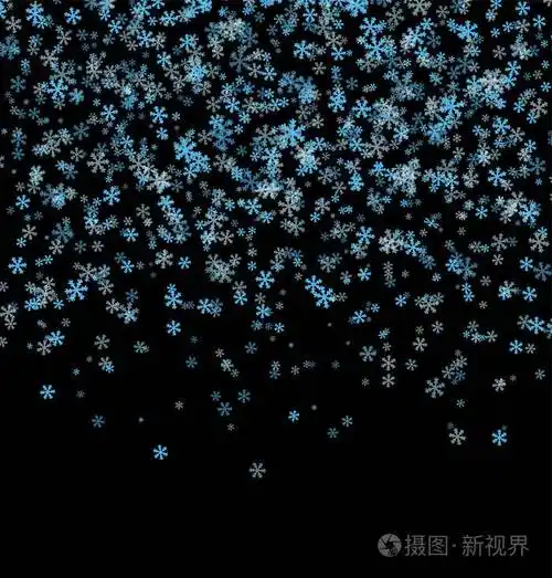 飘落的雪花在黑色的背景上