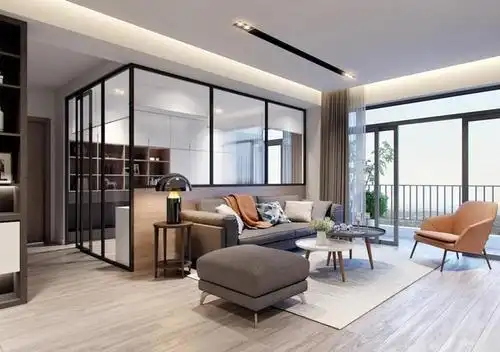 我要有钱也买横厅户型沙发不靠墙餐厨一字排开越看越高级