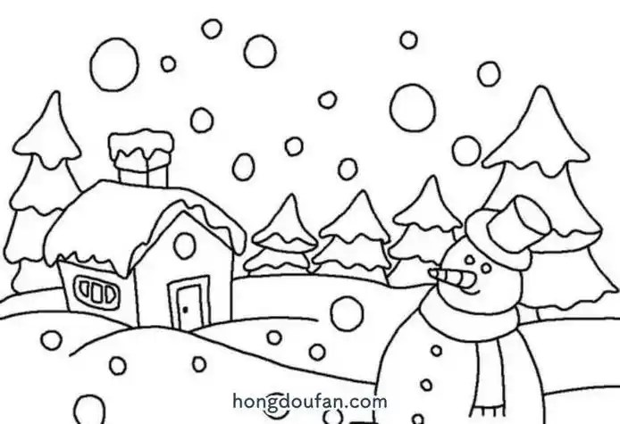 冬天雪人简笔画怎么画冬天下雪有小房子雪人的简笔画简笔画教程分享99