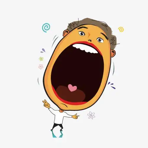 卡通头部大嘴吃货惊讶矢量图