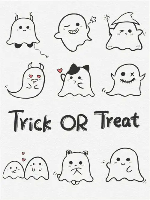 万圣节简笔画可爱鬼合集1