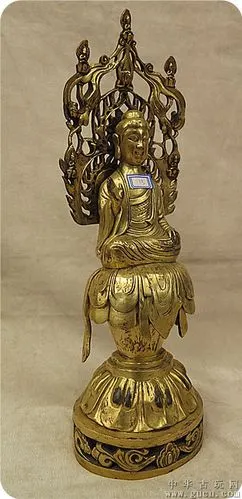 铜鎏金佛像【鎏金莲花座佛】
