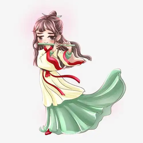 汉服古风少女吹笛子站立