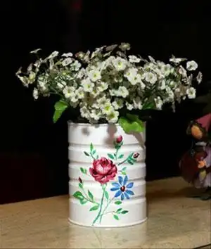 废物利用奶粉罐变身艺术花瓶(图文教程)
