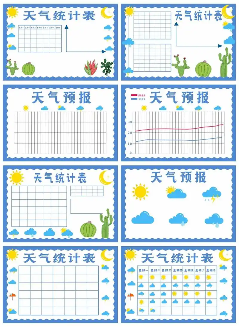 天气预报天气统计表手抄报线稿可打印.#手抄报 #手抄报作业 - 抖音