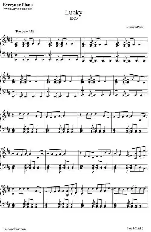 lucky钢琴谱exo